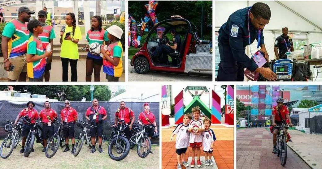 A montage of Atlanta public-safety and community teams across the Fan Festival footprint