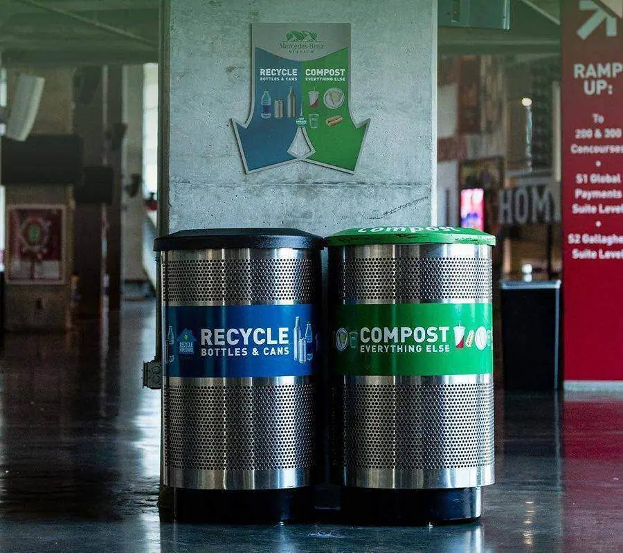 Recycle and compost stations at Mercedes-Benz Stadium