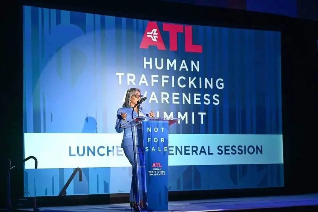 COO LaChandra Burks speaks at the ATL Human Trafficking Awareness Summit